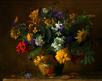 Still life, vase, flowers, petals HD wallpaper