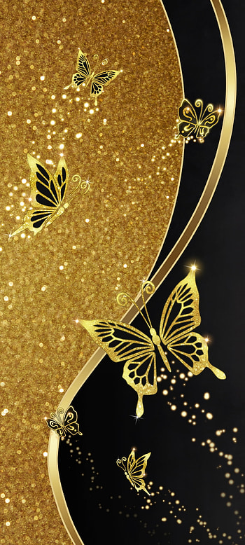 Gold Luxury butterfly, Leeyoonjae, art, abstract, Golden HD phone wallpaper