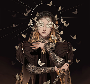Night Mother, mona finden, night, butterfly, fantasy, art, girl, moth HD wallpaper
