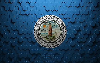 Flag of Virginia Beach, Virginia, honeycomb art, Virginia Beach hexagons flag, Virginia Beach, 3d hexagons art, Virginia Beach flag HD wallpaper