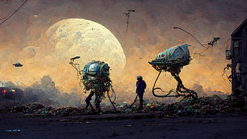 Alien garbage pickup, AI Art, Sci Fi, artistic HD wallpaper