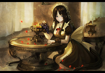 Akiyama Mio, akiyama, anime, petals, uniform, flowers, mio HD wallpaper