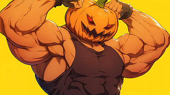 Buff Pumpkin Warrior - Anime Halloween, Anime, anime halloween, muscle, buff HD wallpaper