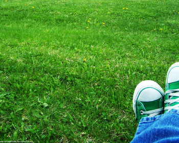 A have a green feeling., grass, shoes, green HD wallpaper