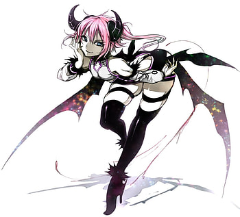 Magic Wings, black, cute, lovley, sparkles, long hair, beauty, lady, female, wings, sweet, white, magic, art, horns, succubus, girl, beautiful, multicolor, woman, pink, anime, pretty, boots HD wallpaper