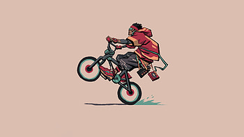 Cyclist Wheelie Minimal , bicycle, cycle, stunt, minimalism, minimalist, artist, artwork, digital-art, artstation HD wallpaper