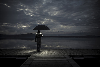 Alone man With Umbrella, alone, love, man, umbrella, sad HD wallpaper