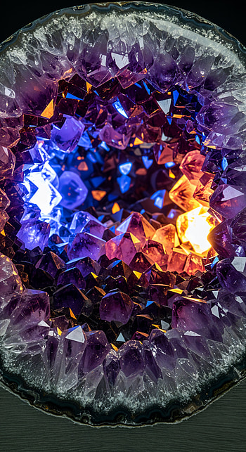 Amethyst Aurora: Luminous Geode, crystal, gemstone HD phone wallpaper