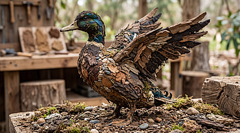 Bark-Sculpted Mallard — HD wallpaper