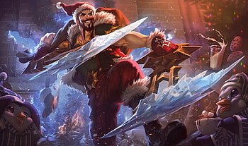 Splash Santa, blue, craciun, man, fantasy, red, chrismtas, league of legends, game, luminos, hat HD wallpaper