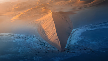 Sand Dune, sand, dune, sea, ocean, waves, nature HD wallpaper