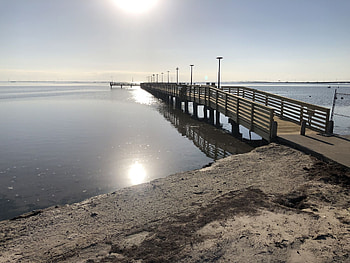 Fishing pier, Corpus Christi HD wallpaper