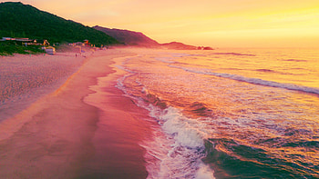 Brazilian beach sunrise, Vibrant colors, Tranquil scenery, Awe-inspiring beauty HD wallpaper