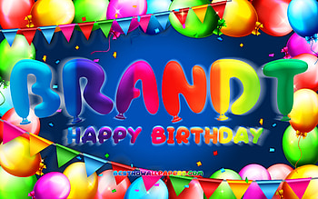 Happy Birtay Brandt, , colorful balloon frame, Brandt name, blue background, Brandt Happy Birtay, Brandt Birtay, popular german male names, Birtay concept, Brandt HD wallpaper