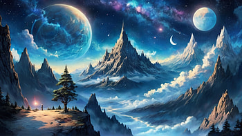 Night Sky, planet, mountain, night, sky, space HD wallpaper