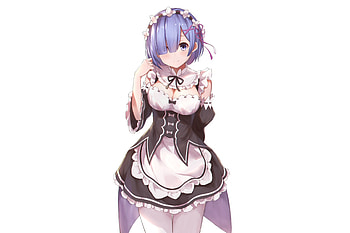 Cute, Rem, blue short hair, anime girl HD wallpaper