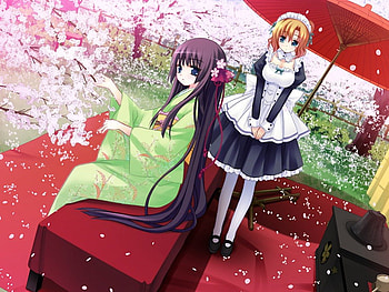 Sakura Blossom, kimono, yukata, cute, floral, long hair, nice, petals, flower, short hair, cherry blossom, female, blossom, sexy, sweet, hot, girl, anime girl, maid, anime, pretty, sakura, lovely HD wallpaper