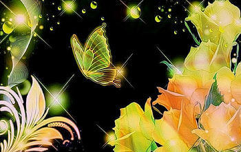 ❀Sparkling Yellow❀, sparkling, colors, digital art, spring, vector arts, butterflies, animals, bright, butterfly designs, roses, beautiful, seasons, creative pre-made, love four seasons, yellow, softness beauty, flowers, lovely HD wallpaper