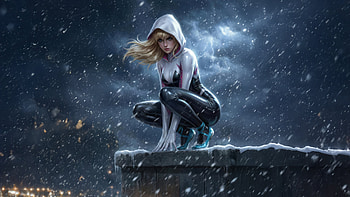 Spidergwen Under The Snow, gwen-stacy, superheroes, artwork, art, digital-art, ai, deviantart HD wallpaper