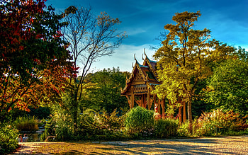 Autumn Park,Germany, bushes, trees, pagoda, autumn, nature, westpark, forest, park HD wallpaper