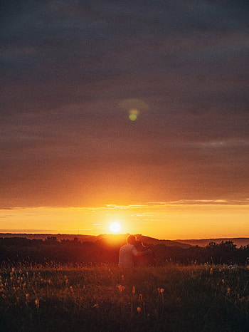 Sunset, Love, Seclusion, Privacy, Couple, Pair, Tenderness HD phone wallpaper