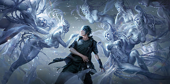Noctis, fantasy, man, final fantasy, luminos, girl, blue, frumusete, gorgeous, superb, shiva, lucy rakavka HD wallpaper