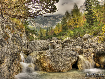 Hidden Beauty, falls, trees, mountains, rocks, forest, serenity HD wallpaper