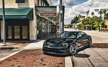2021, Porsche Taycan Turbo S, , front view, exterior, new black Taycan, electric cars, supercar, German cars, Porsche HD wallpaper