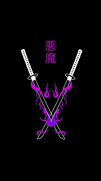 Katana, electric blue, magenta HD phone wallpaper
