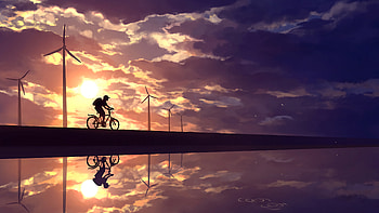 Travelling Down Crimson Road , cycle, artist, artwork, digital-art, reflection HD wallpaper