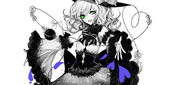 Black, sketch art, Koishi Komeiji HD wallpaper