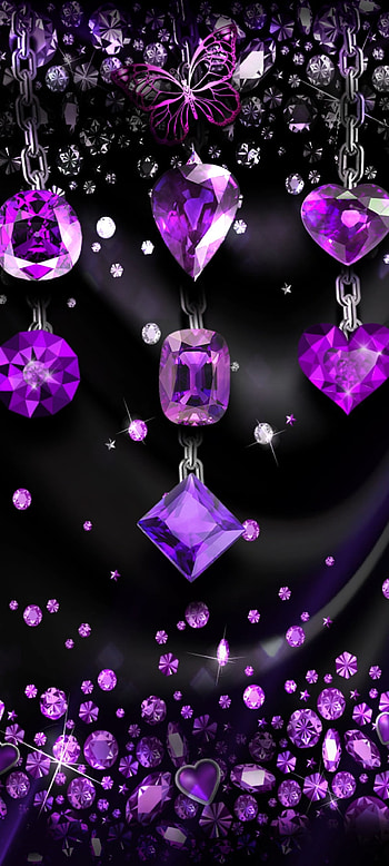 Amazing purple Gams, Heart, beautiful, magenta, pink, luxury, Diamond HD phone wallpaper