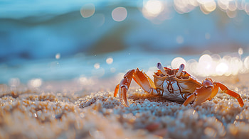 Crab on the Beach -, crab, beach, ocean, sand, Wildlife HD wallpaper