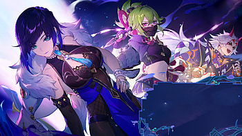 Baal Raiden Shogun Green Hair Purple Eyes Kuki Shinobu Genshin Impact HD wallpaper