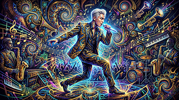 T.O.P. — Neon Jazz Voyager ( ), Singer, Micro, Stage, Performance HD wallpaper