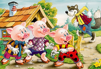 The Three Little Pigs, children, wolf, illustration, little, story, pigs, abstract, cg, three HD wallpaper