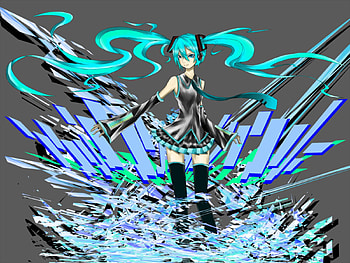 Hatsune Miku, blue, colorful, black, awesome, cute, vocaloid, beauty, nice, miku, vocaloids, hatsune, thighhighs, aqua eyes, skirt, program, twintail, girl, aqua, beautiful, diva, tie, gray, anime, pretty, aqua hair, cool, idol, virtual HD wallpaper