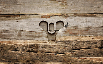 Destiny wooden logo, , wooden backgrounds, games brands, Destiny logo, creative, wood carving, Destiny HD wallpaper