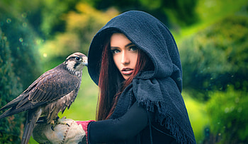 Women With Owl, women, girls, owl, birds HD wallpaper