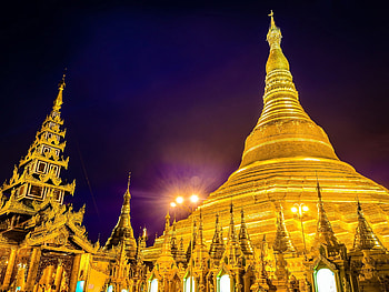 Shwedagon Pagoda, Night view, Yangon, Serene atmosphere HD wallpaper