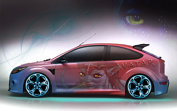 AVATAR-Ford Focus RS 2009, ford focus rs 2009, cool, colours, film, avatar HD wallpaper