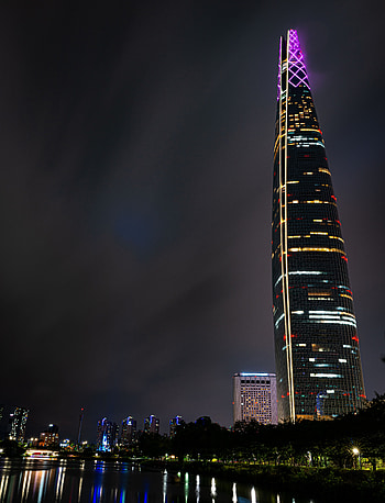 Night, City, Skyscraper, Building, Dark, Tower HD phone wallpaper