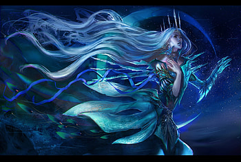 Snow Queen, blue, fantasy, art, anndr, girl, luminos HD wallpaper