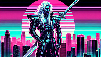 Sephiroth Final Fantasy, Sephiroth (Final Fantasy), sword, warrior, retro, neon HD wallpaper