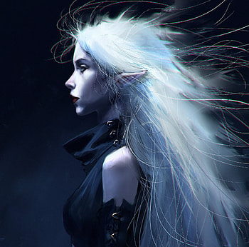Elf girl, blue, profile, fantasy, face, girl, zero akuma, elf HD wallpaper