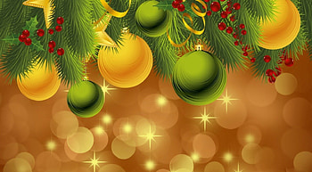Christmas decoration, colorful, sparkling, stars, nice, holiday, reflection, new year, golden, ribbon, balls, beautiful, tree, decoration, pretty, christmas, green, yellow, red, branches, lovely, bubbles HD wallpaper