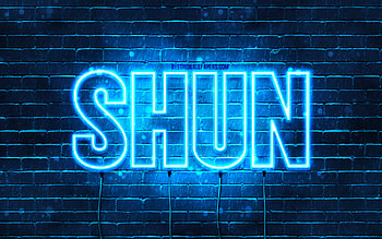 Happy Birtay Shun, , blue neon lights, Shun name, creative, Shun Happy Birtay, Shun Birtay, popular japanese male names, with Shun name, Shun HD wallpaper