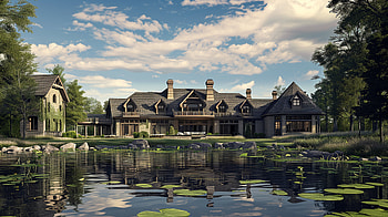 Luxurious Estate Lakeside Mansion, luxury home, house, lake, nature, architecture HD wallpaper