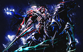 Leomord Phantom Knight, Mobile Legends, blue stone background, grunge art, Leomord Phantom Knight ML, Mobile Legends characters, Leomord Skin, Phantom Knight HD wallpaper