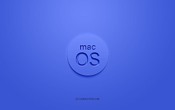 MacOS 3D logo, blue background, MacOS blue logo, 3D logo, MacOS emblem, MacOS, 3D art HD wallpaper